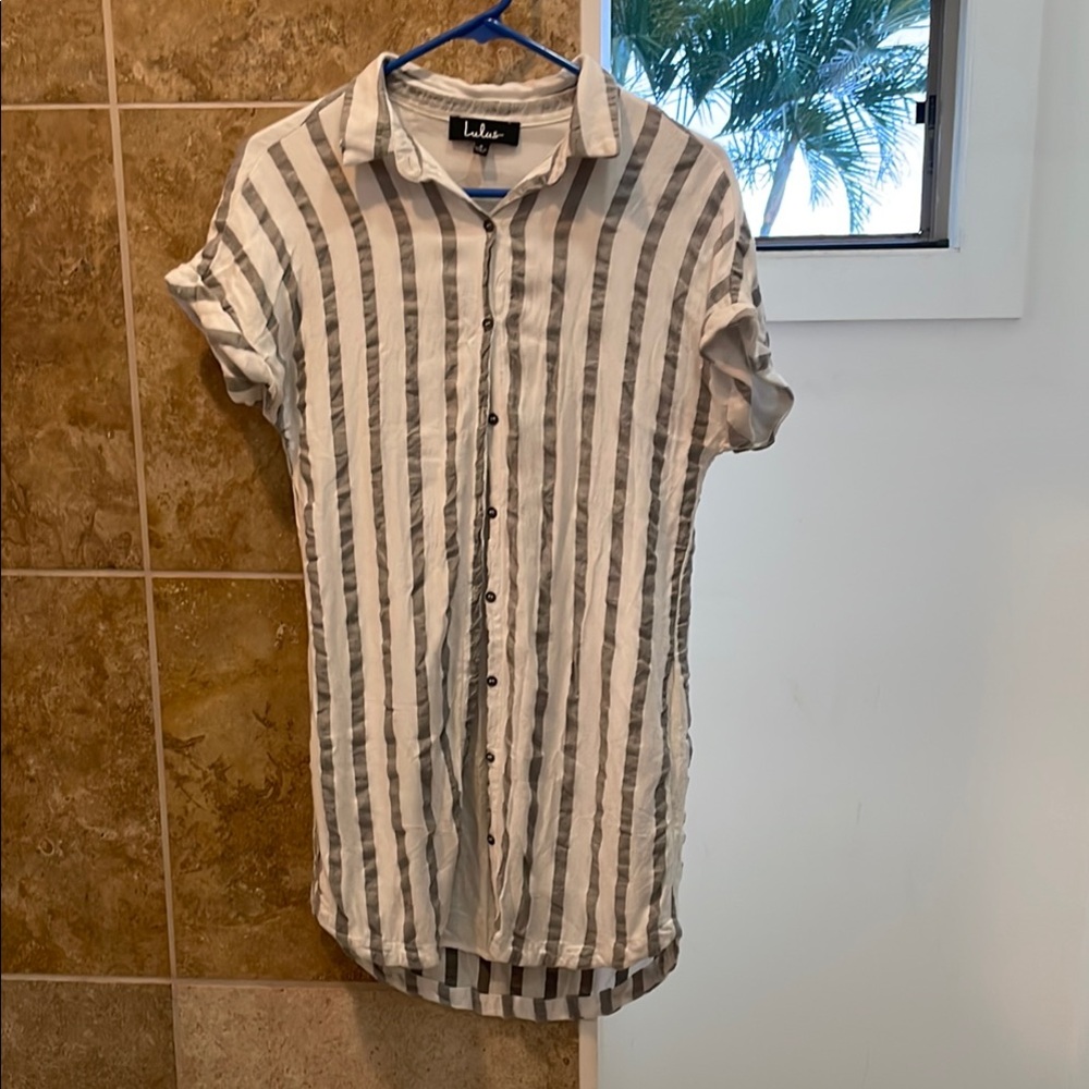Lulus Striped Button-Up Shirt dress